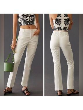 Anthropologie Maeve The Essential Slim Kick White Pants